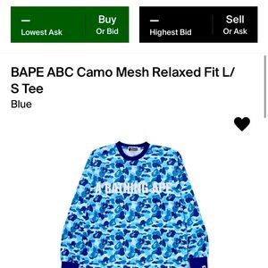Bape mesh blue camp long sleeve